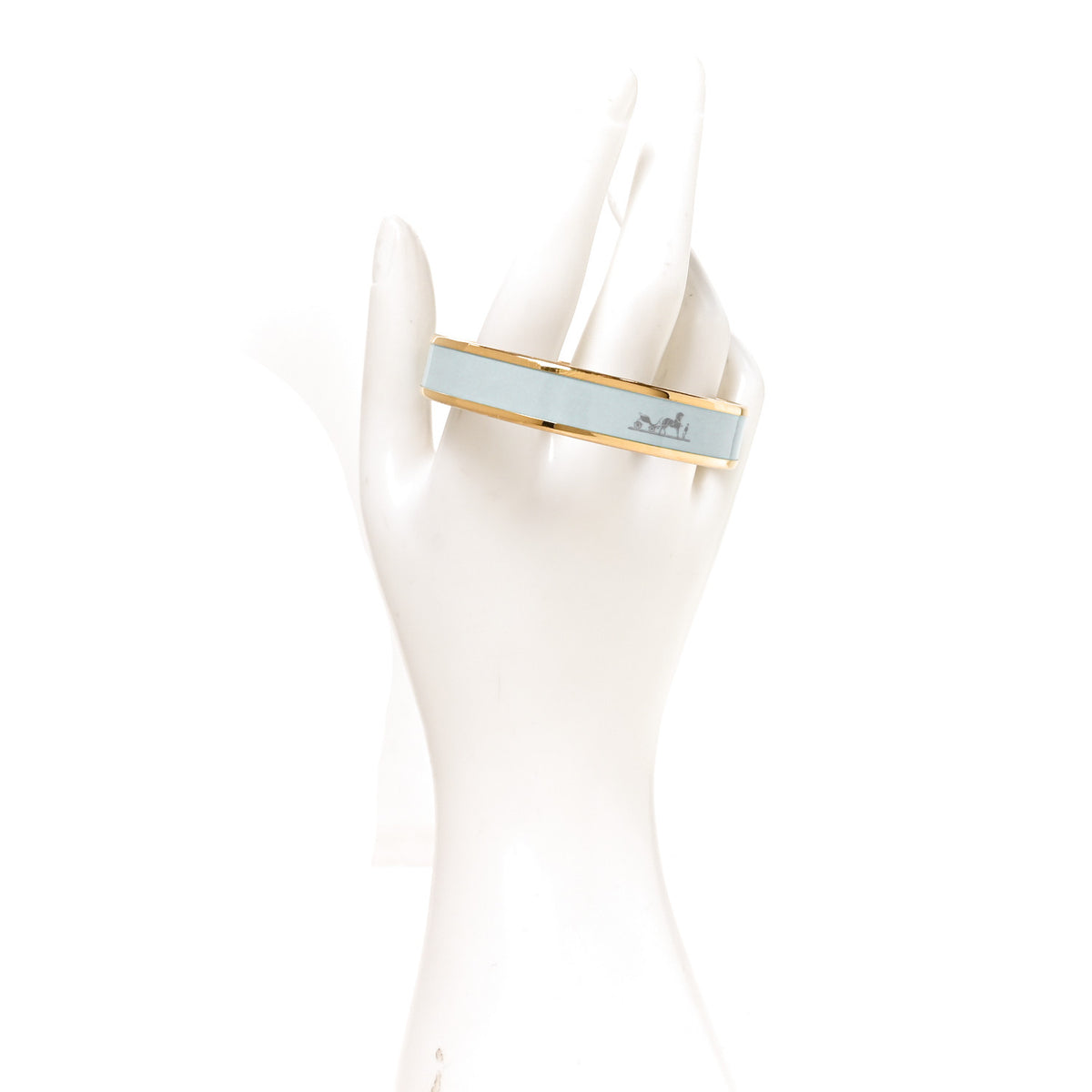 Hermes Enamel Printed Caleche Wide Bracelet Vert Aqua 2 of 5