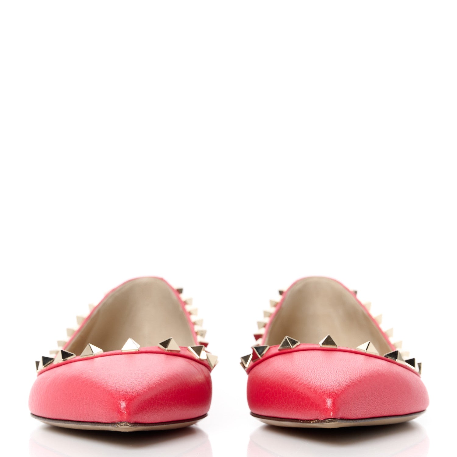Valentino Garavani Pebbled Calfskin Rockstud Ballerina Flats 37 Fragola 2 of 9
