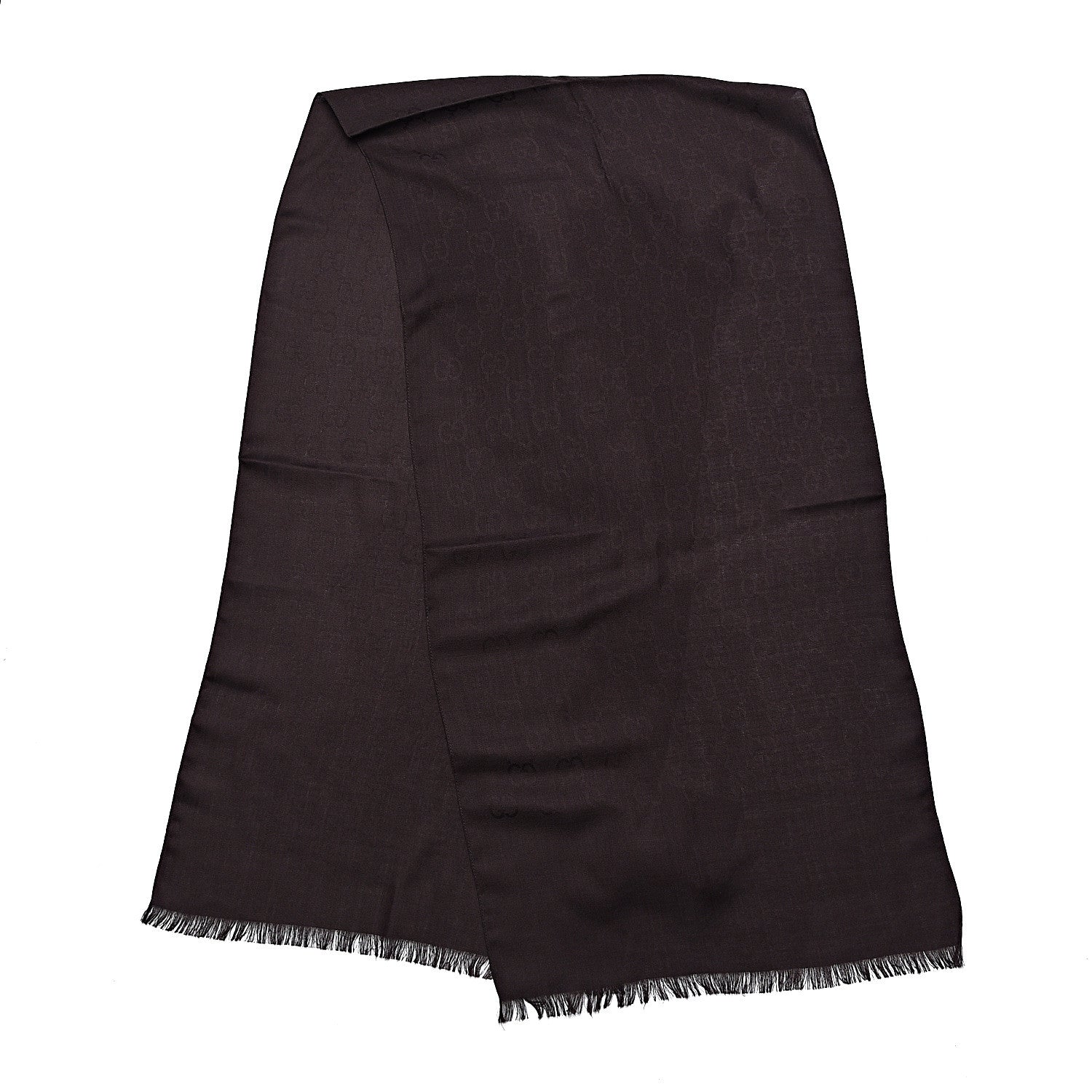 Gucci Wool Silk GG Monogram GGNat Scarf Coffee 3 of 4