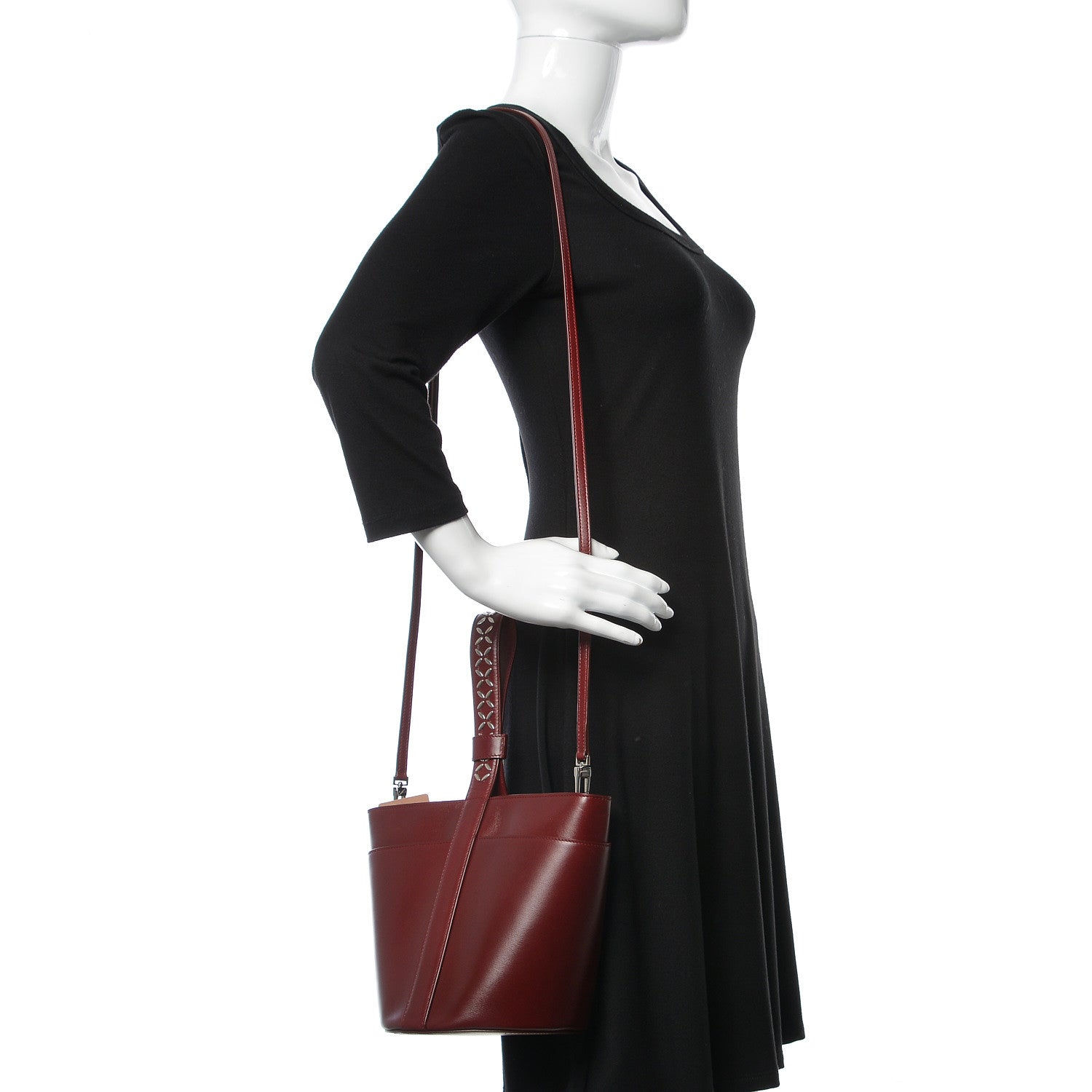 Alaia Calfskin Embellished Stella 17 Bucket Pourpre 2 of 9