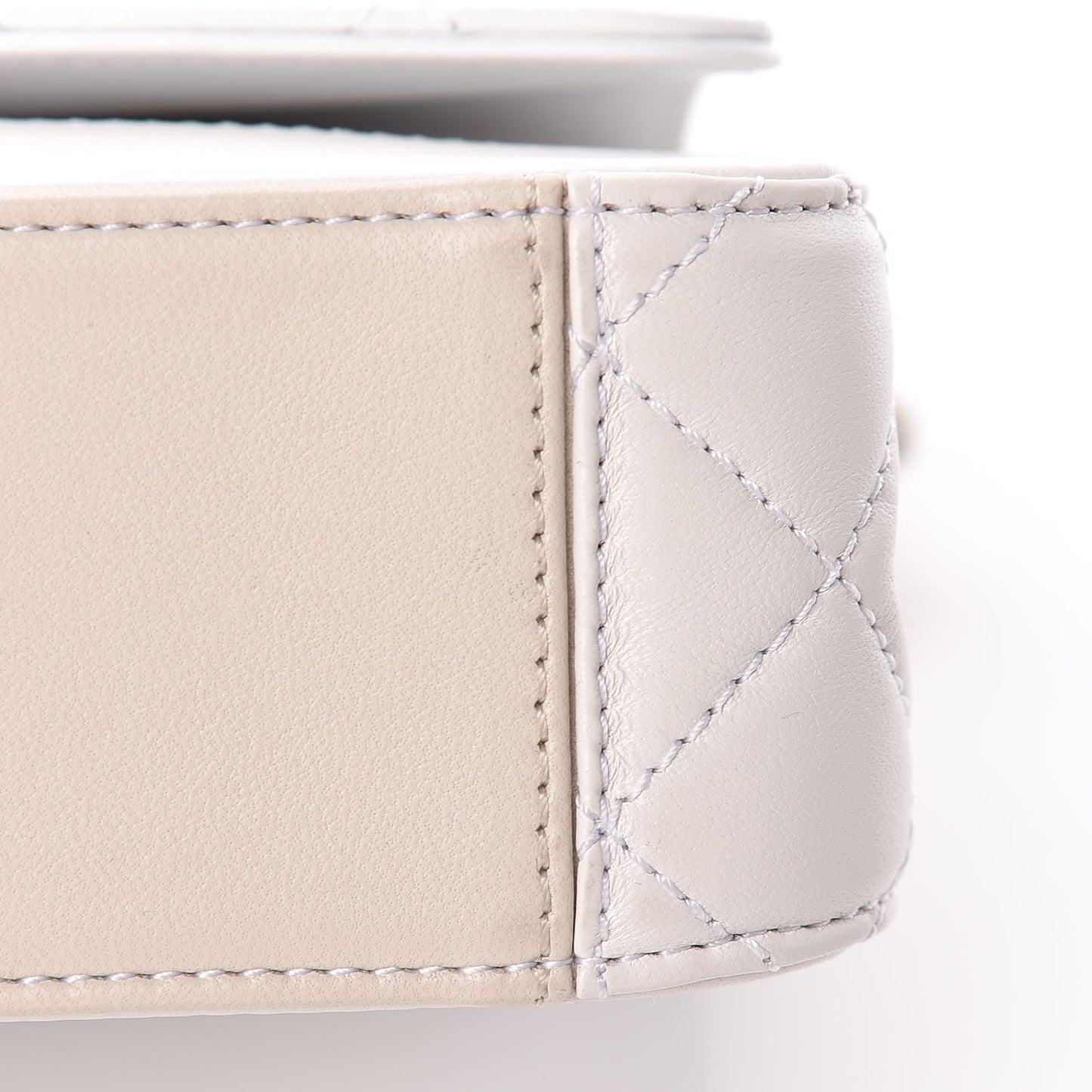 Lambskin Calfskin Quilted Shoulder Flap Bag Beige White