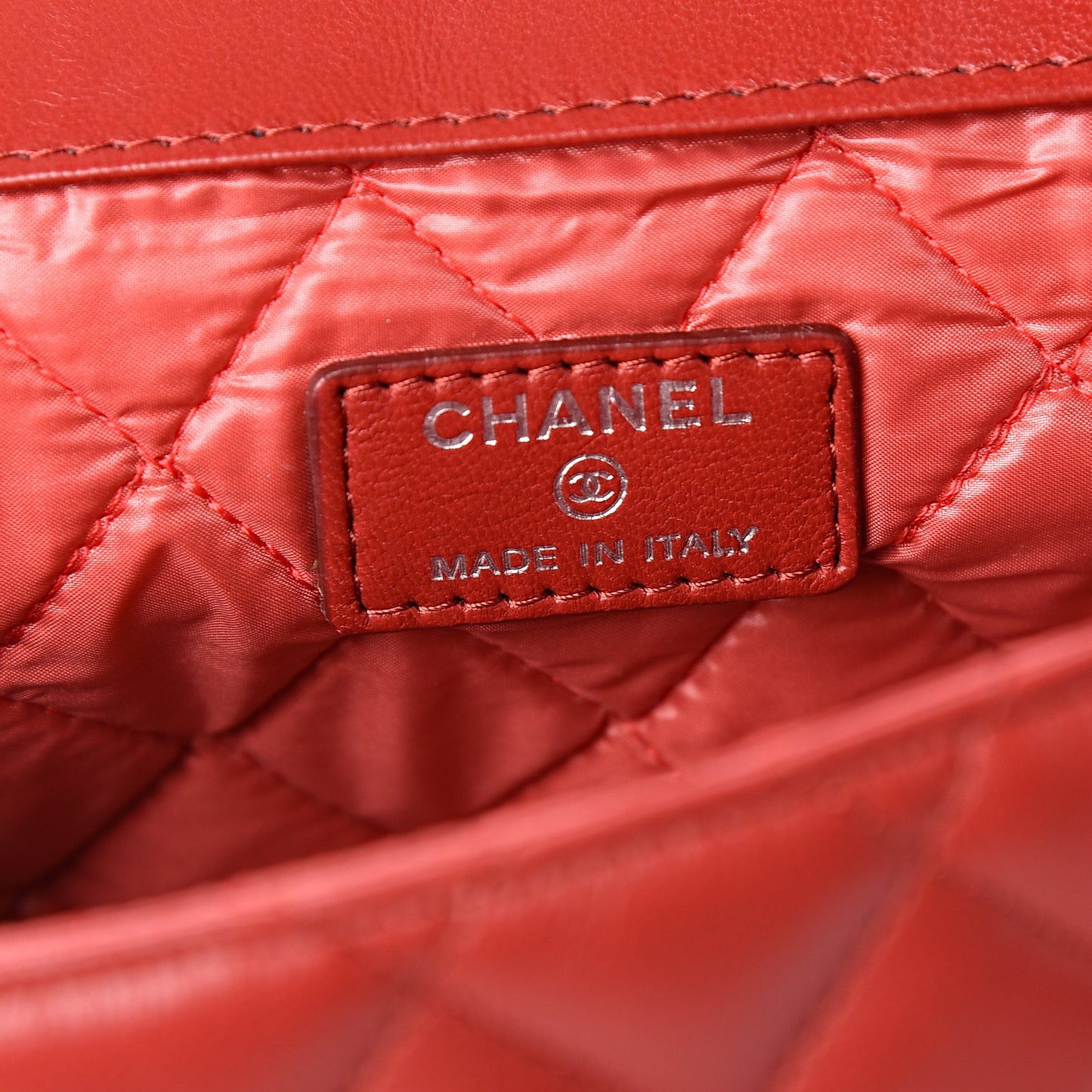 Lambskin Quilted Flap Cosmetic Case Red