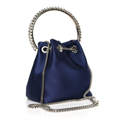 Jimmy Choo Satin Crystal Embellished Bon Bon Bag Navy Blue 3 of 9