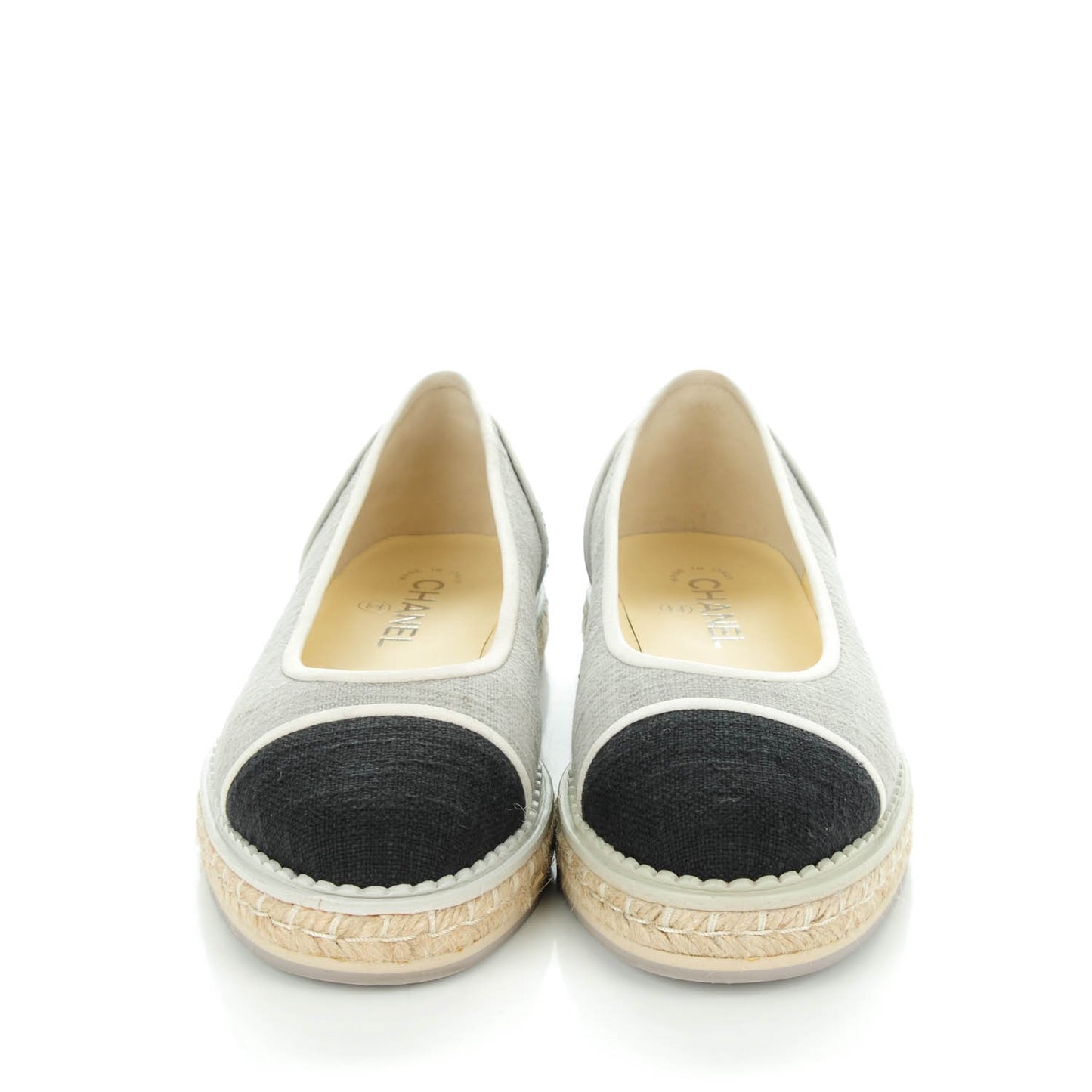 Cotton Espadrilles Flats 39 Grey Black