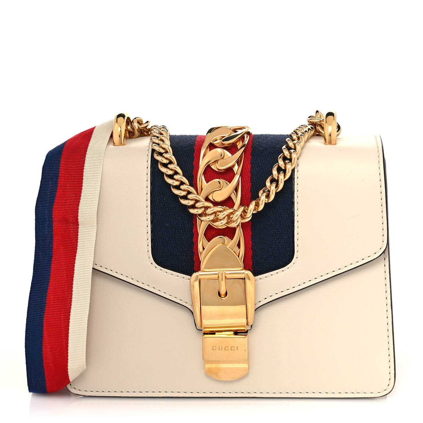 Calfskin Mini Sylvie Chain Shoulder Bag White