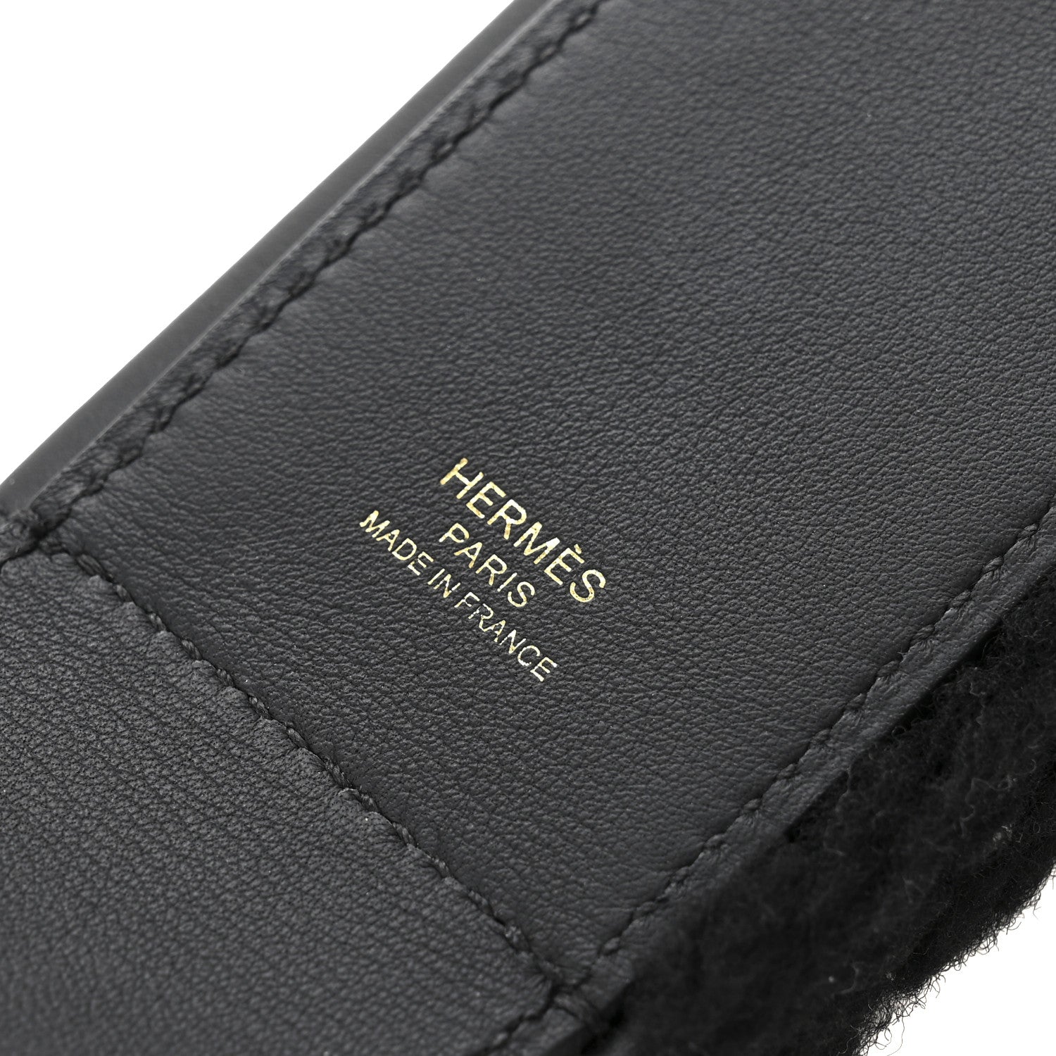 Hermes Swift Shearling Pocket Kelly Pluch Shoulder Strap Black 4 of 6