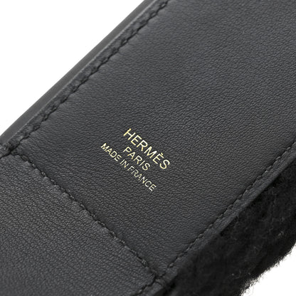 Hermes Swift Shearling Pocket Kelly Pluch Shoulder Strap Black 4 of 6