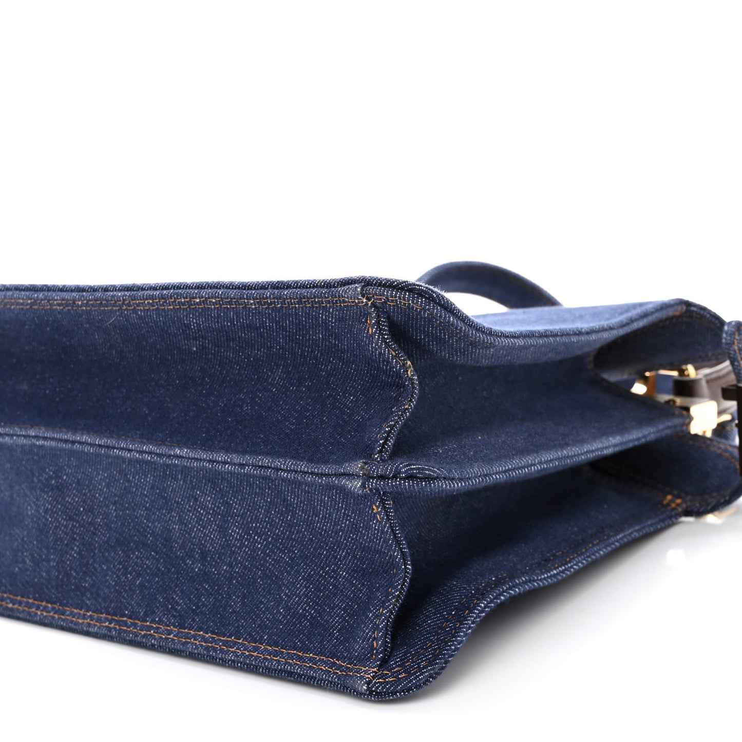 Denim Fabric Jacquard Cuoio FF 1974 Medium Peekaboo I SEE U Satchel Blue Tobacco Moro