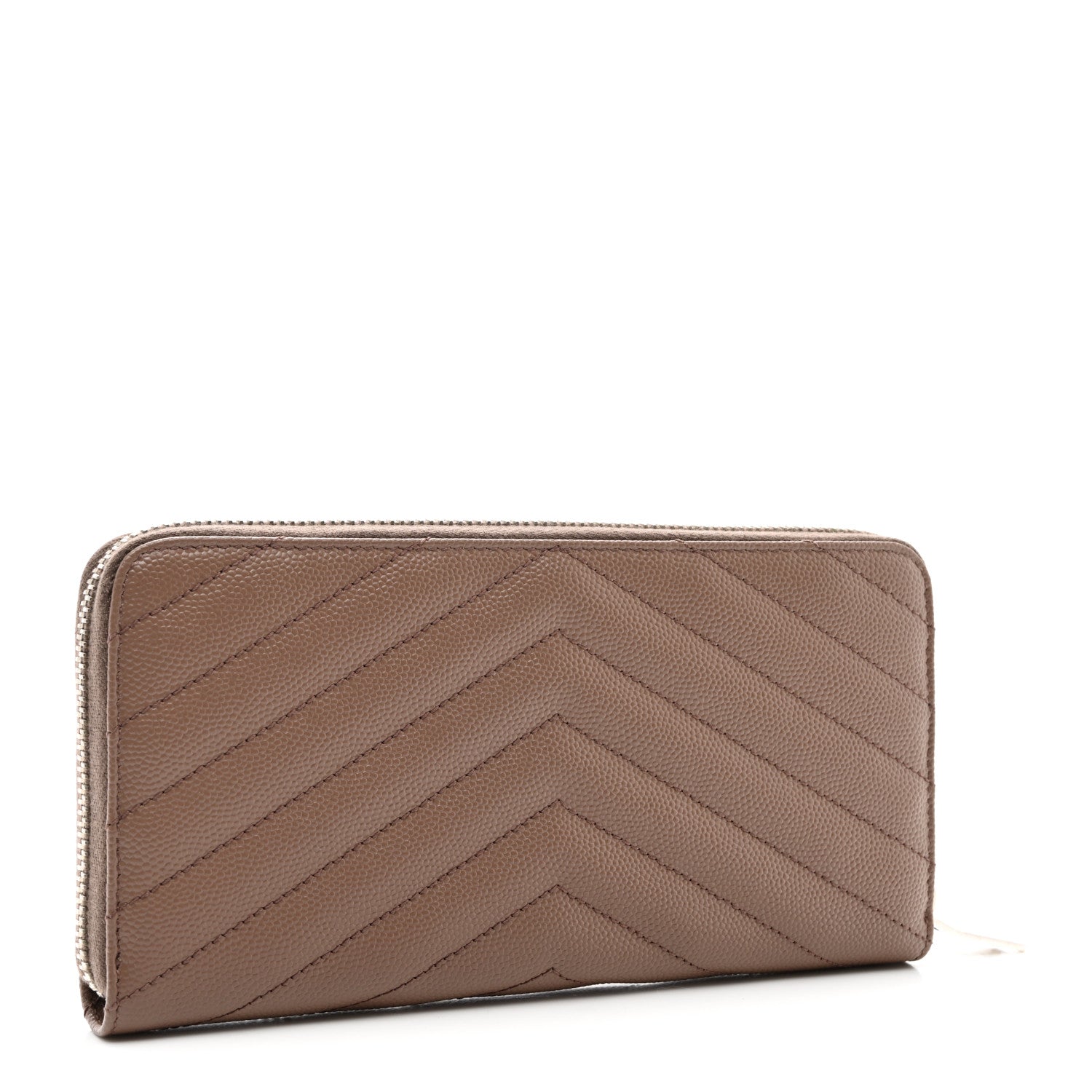 Saint Laurent Grain De Poudre Matelasse Chevron Monogram Zip Around Wallet Fard 3 of 8