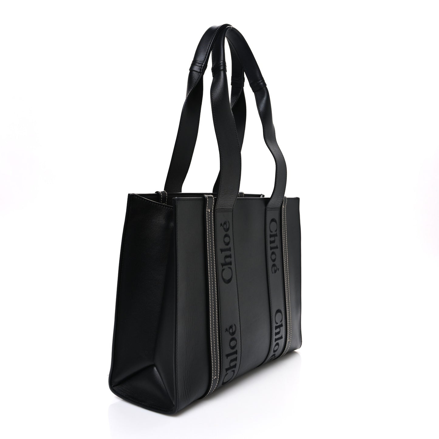 Calfskin Medium Woody Tote Black