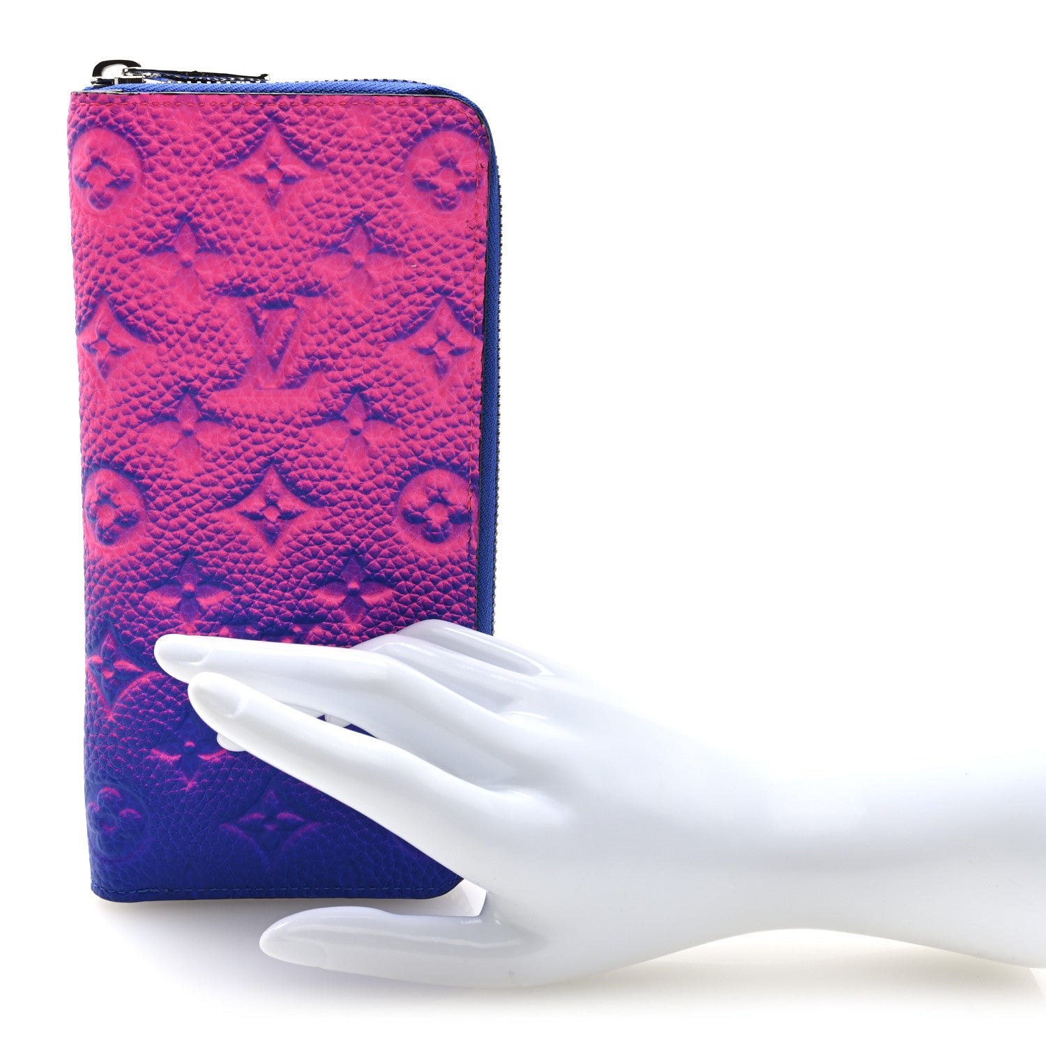 Louis Vuitton Taurillon Illusion Zippy Vertical Wallet Bleu Rose 2 of 7