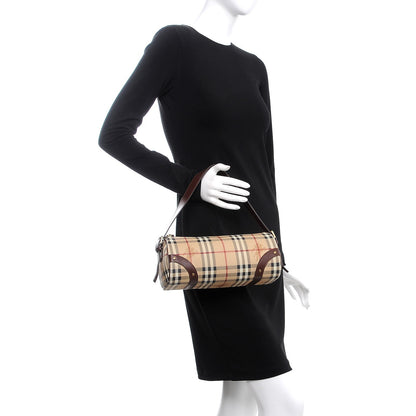 Burberry Haymarket Check Studded Barrel Bag Chocolate 2 of 8