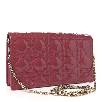Christian Dior Patent Cannage Lady Dior Convertible Clutch  Mallow Rose 4 of 12