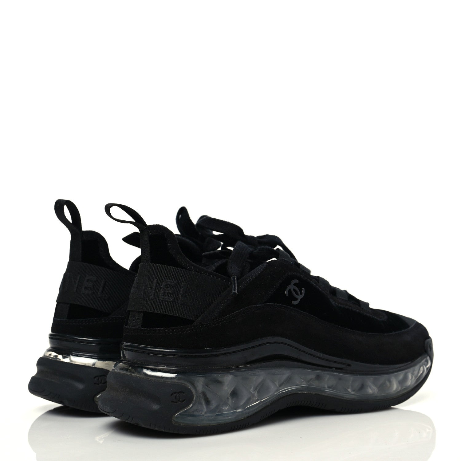 Chanel Velvet Calfskin Mixed Fibers CC Sneakers 39 Black 4 of 9