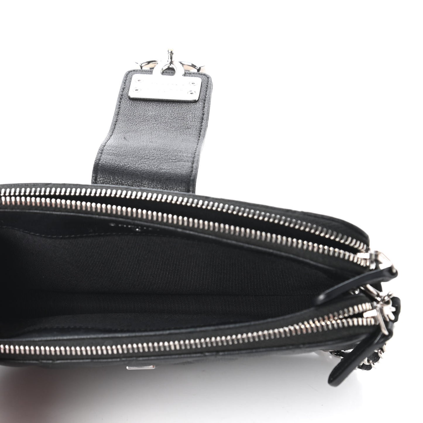 Lambskin Quilted CC Box Clutch With Chain Black
