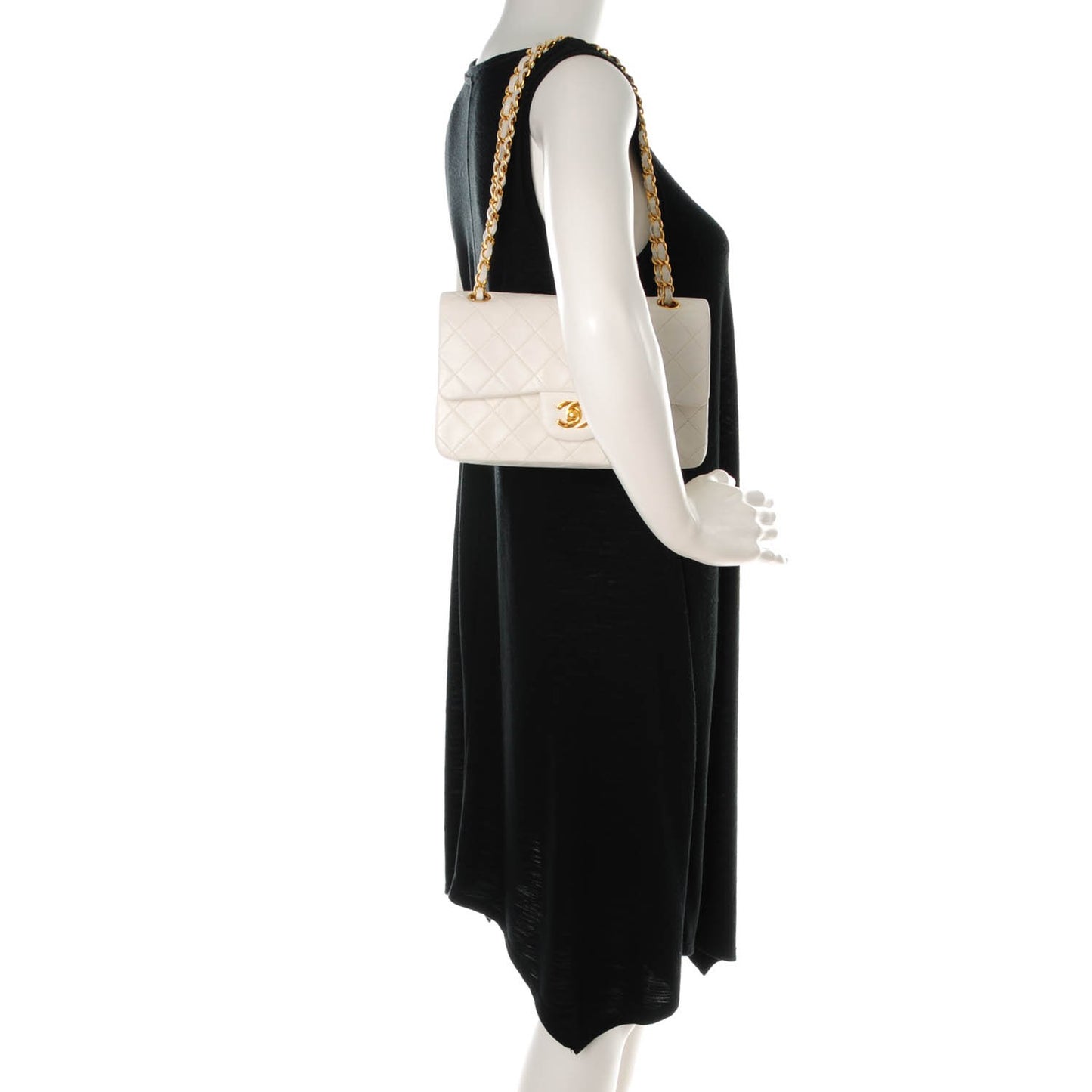 Lambskin Quilted Small Double Flap White