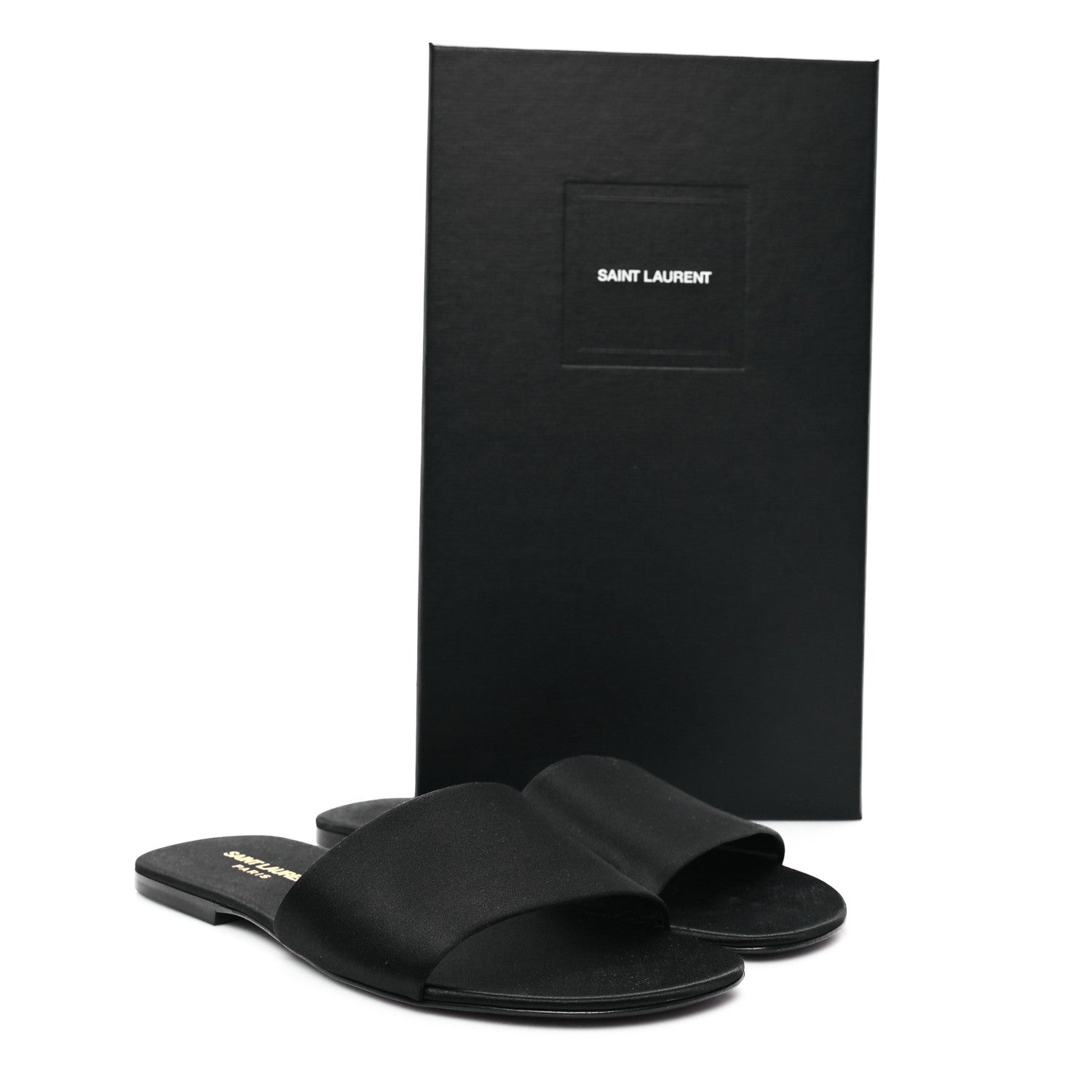 Saint Laurent Satin Mens Carlyle Slide Sandals 41 Black 10 of 10