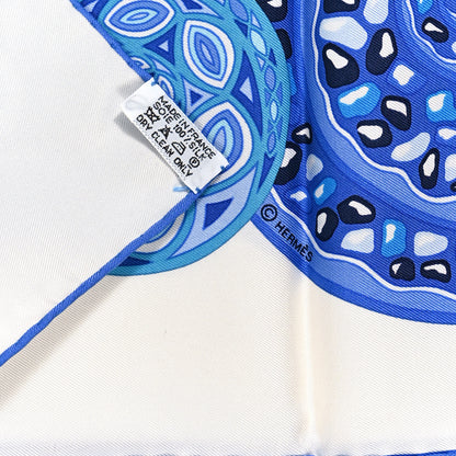 Hermes Silk Reves d'Escargots Scarf 90 White Bleu Klein 3 of 4