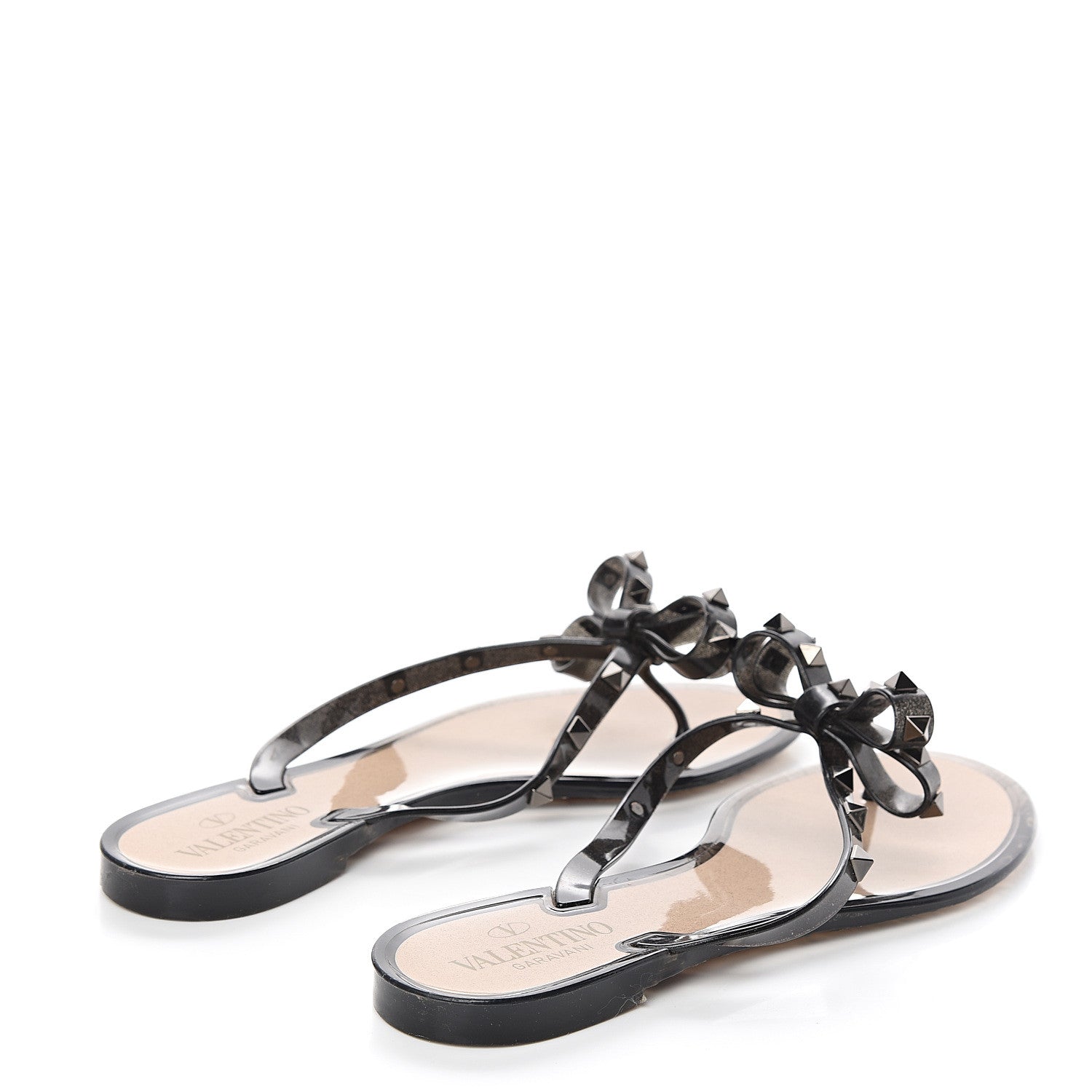 Valentino Garavani PVC Jelly Rockstud Bow Thong Sandals 40 Black 4 of 7