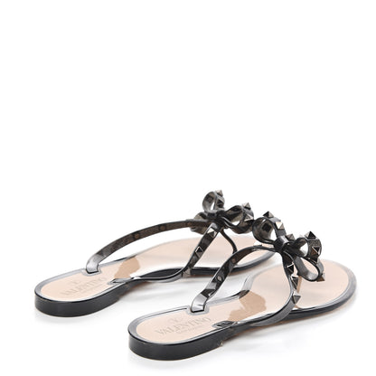 Valentino Garavani PVC Jelly Rockstud Bow Thong Sandals 40 Black 4 of 7
