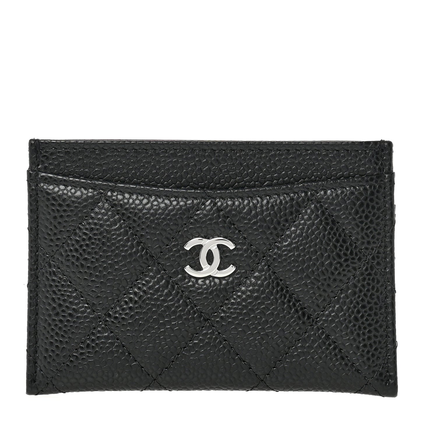 Caviar Quilted Card Holder Black