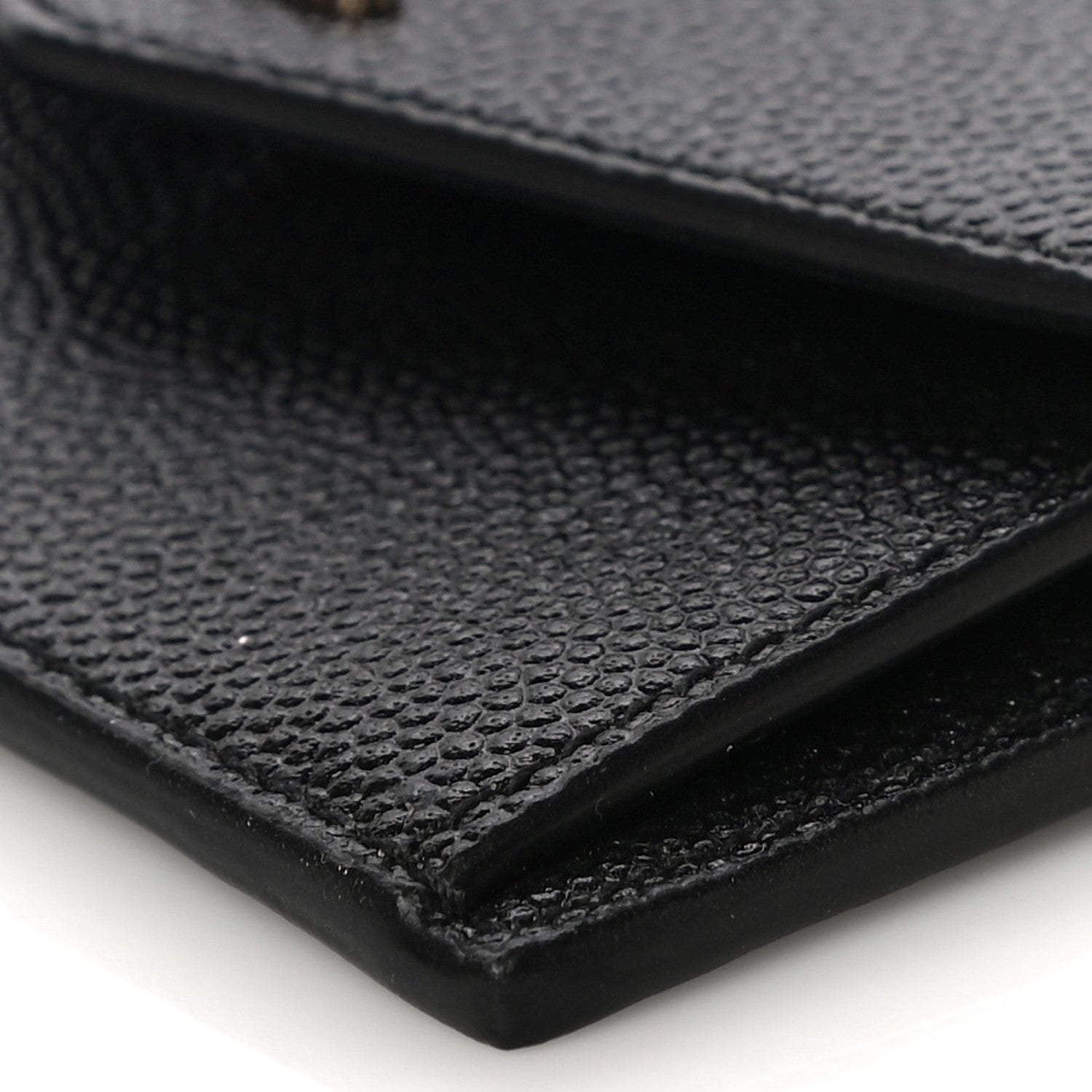 Saint Laurent Grain De Poudre Uptown Monogram Card Case Black 9 of 10