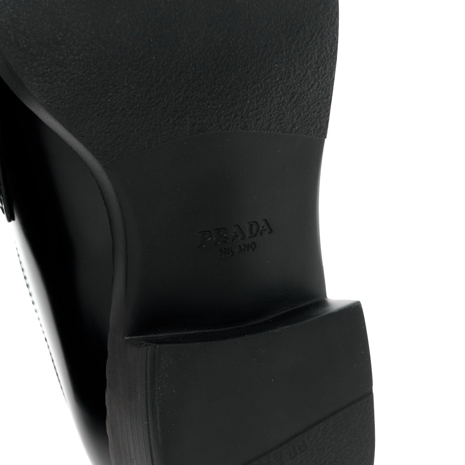 Prada Spazzolato Metal Triangle Logo 50mm Lug Sole Loafers 39 Black 6 of 11