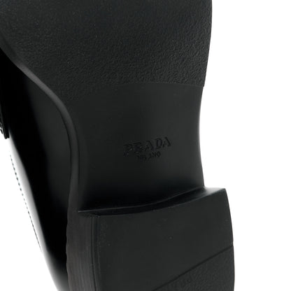 Prada Spazzolato Metal Triangle Logo 50mm Lug Sole Loafers 39 Black 6 of 11