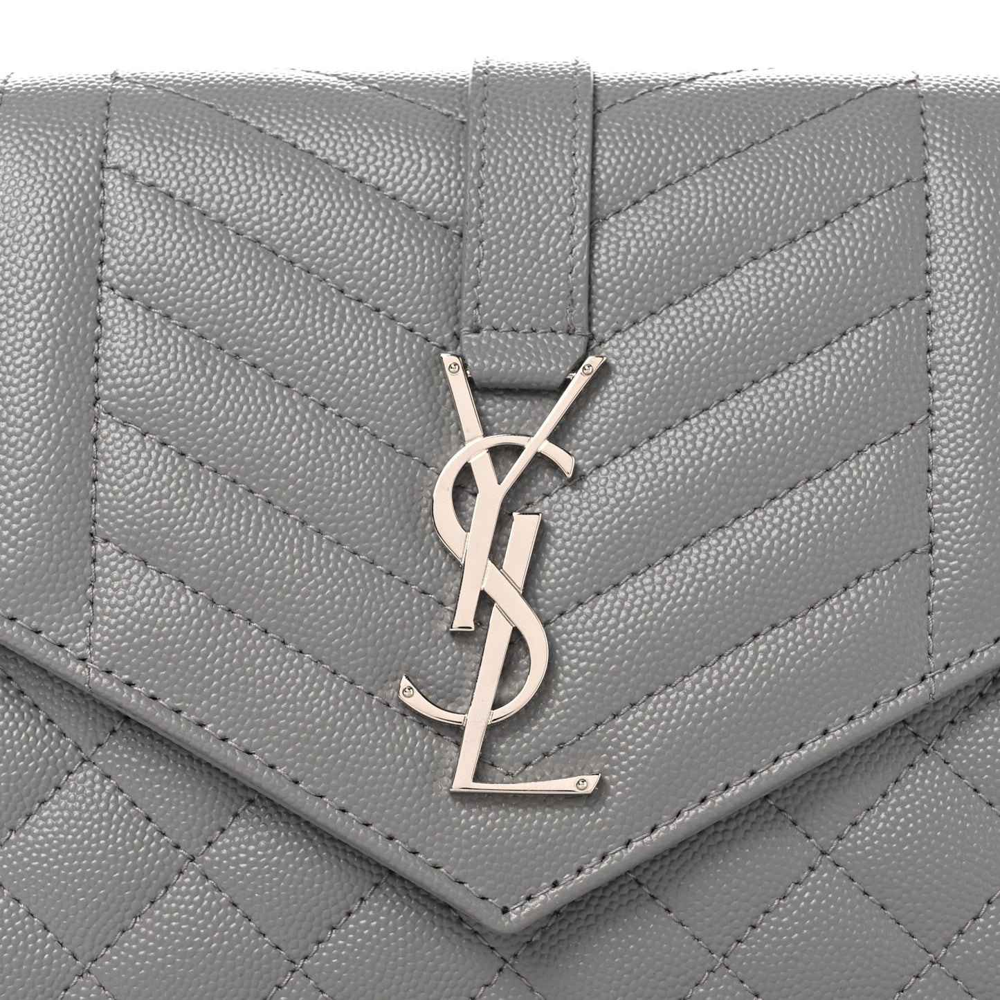 Grain De Poudre Textured Mixed Matelasse Triquilt Monogram Clutch Storm