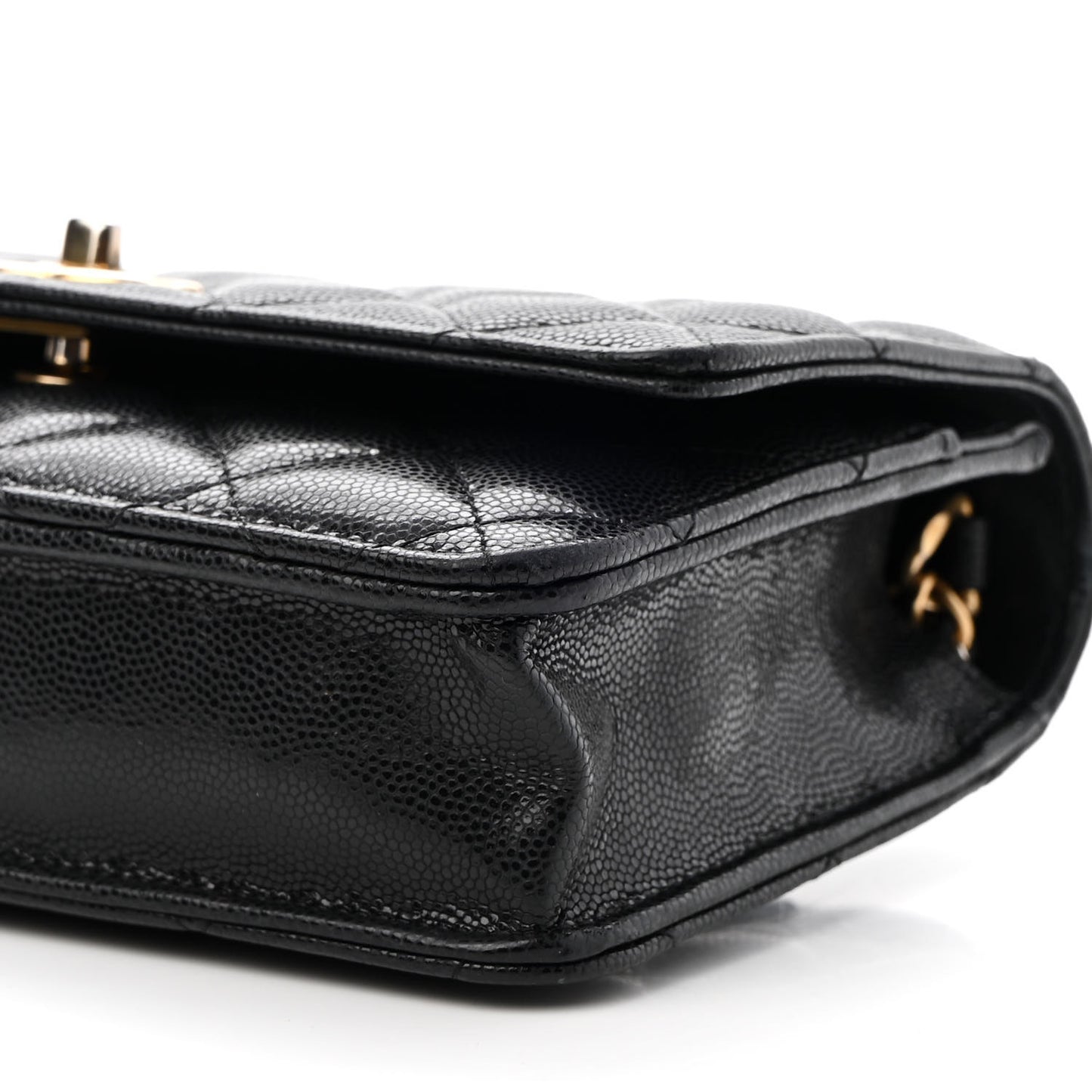 Caviar Quilted Twist Your Buttons Wallet On Chain WOC Black