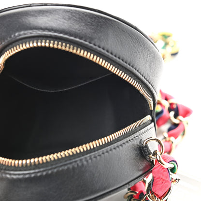 Chanel Shiny Lambskin Ribbon Quilted Round Clutch With Chain Black 4 of 8