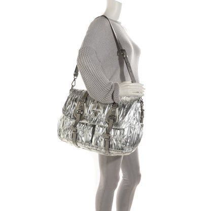 Prada Nappa Saffiano Dressy Gaufre Messenger Argento 2 of 8