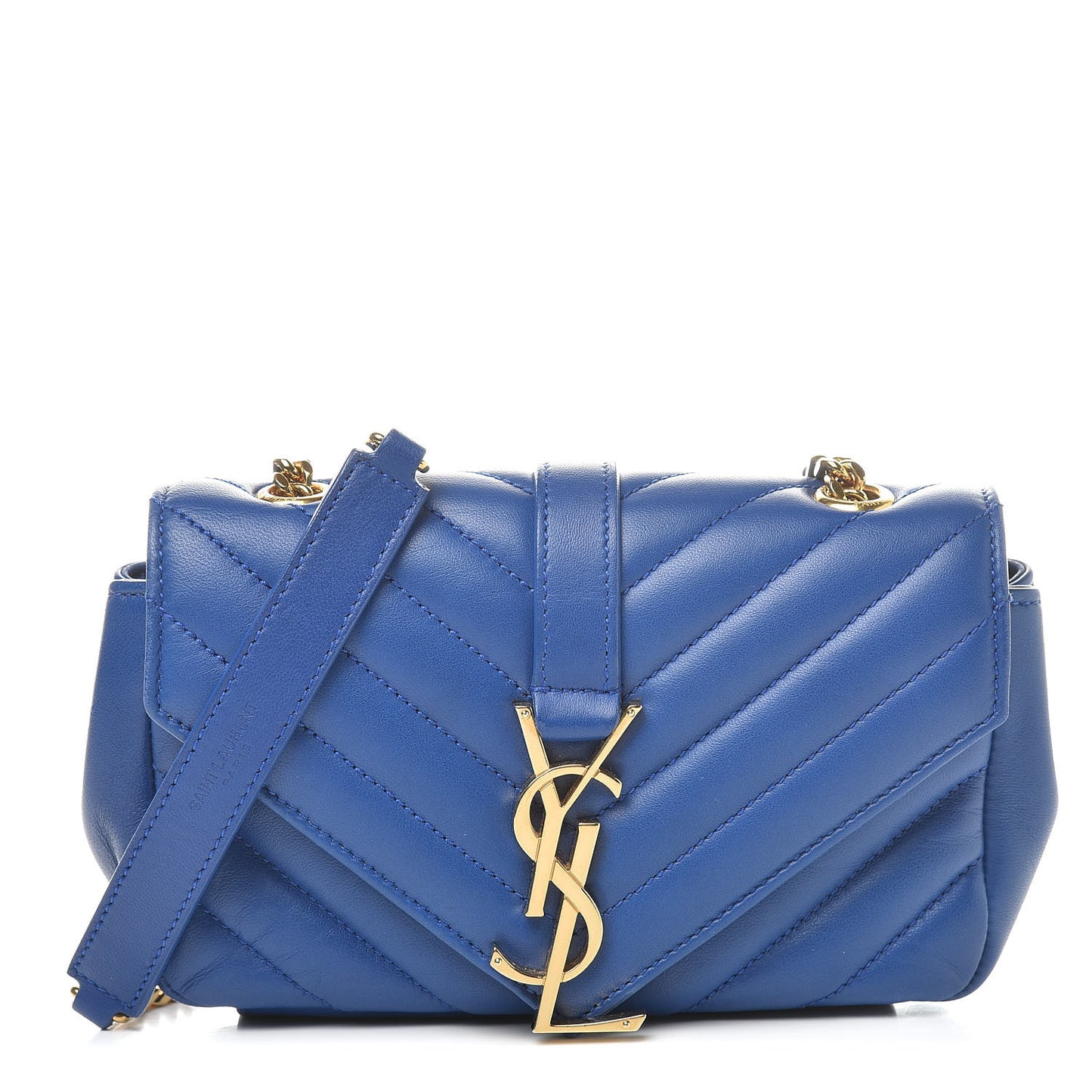 Sheepskin Matelasse Chevron Monogram Classic Baby Chain Bag Blue Majorelle
