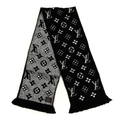 Louis Vuitton Wool Silk Logomania Shine Scarf Black 2 of 3