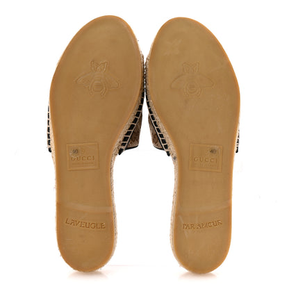 Gucci Monogram Matelasse GG Marmont Espadrille 20mm Slide Sandals 40 Beige Ebony Black 6 of 11