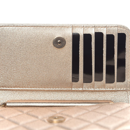 Chanel Metallic Lambskin Quilted Mini Wallet On Chain WOC Gold 10 of 11