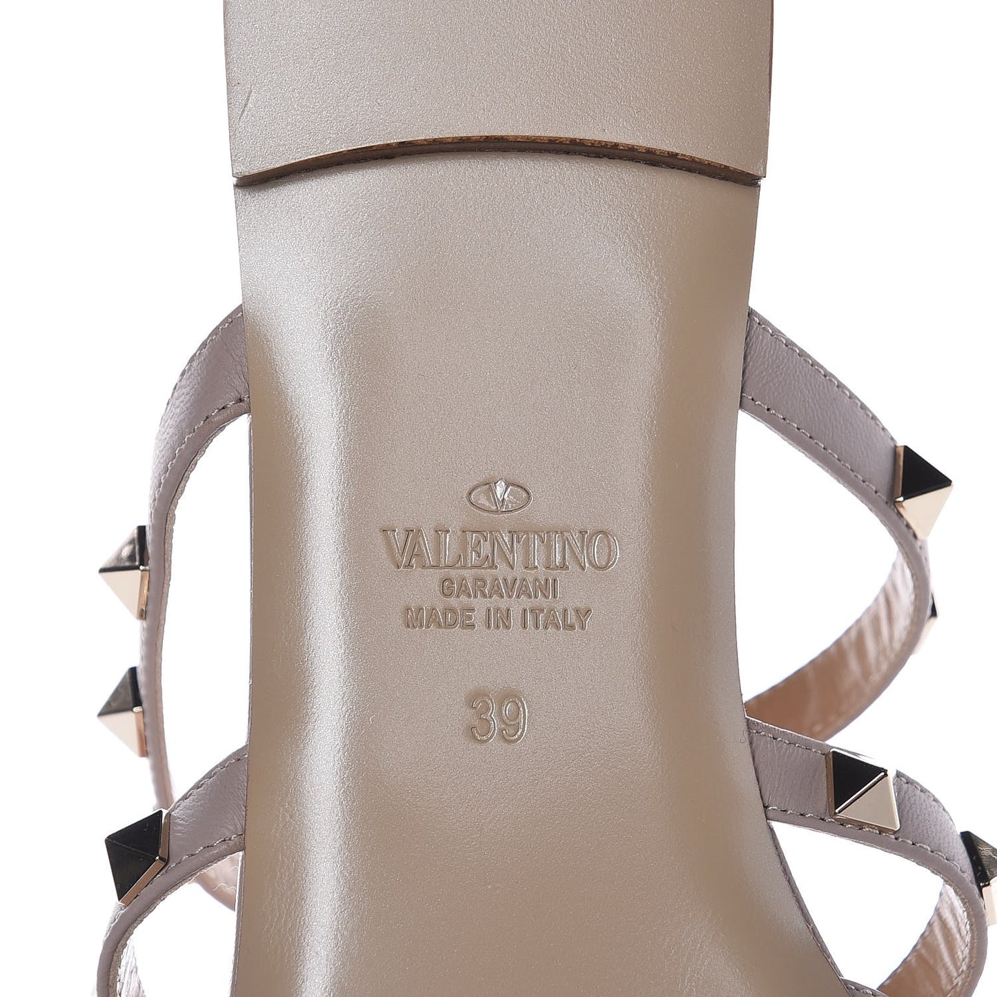 Nappa Rockstud Flat Cage Mules 39 Pastel Grey Poudre