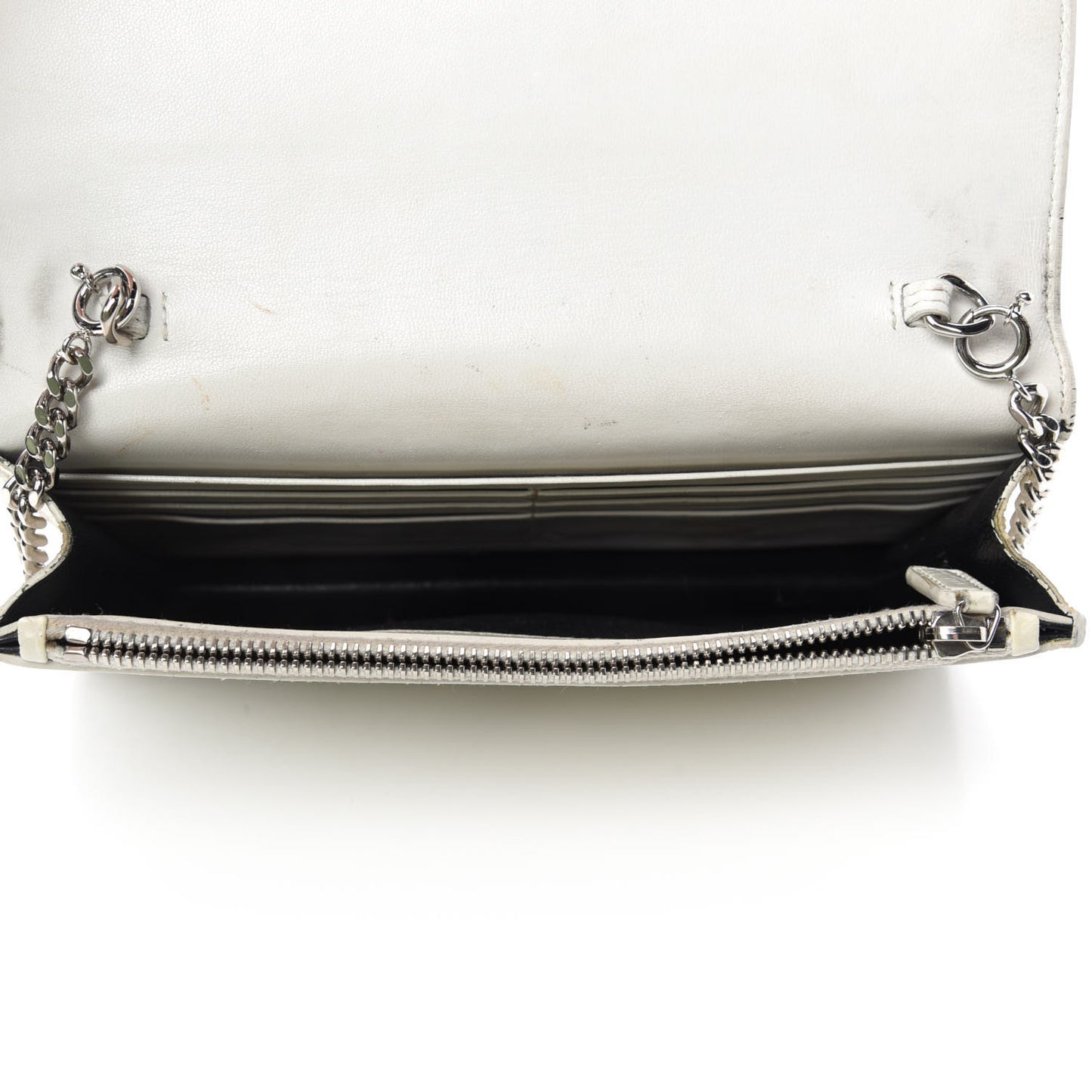 Calfskin Crocodile Embossed Kate Monogram Tassel Chain Wallet Cremasoft