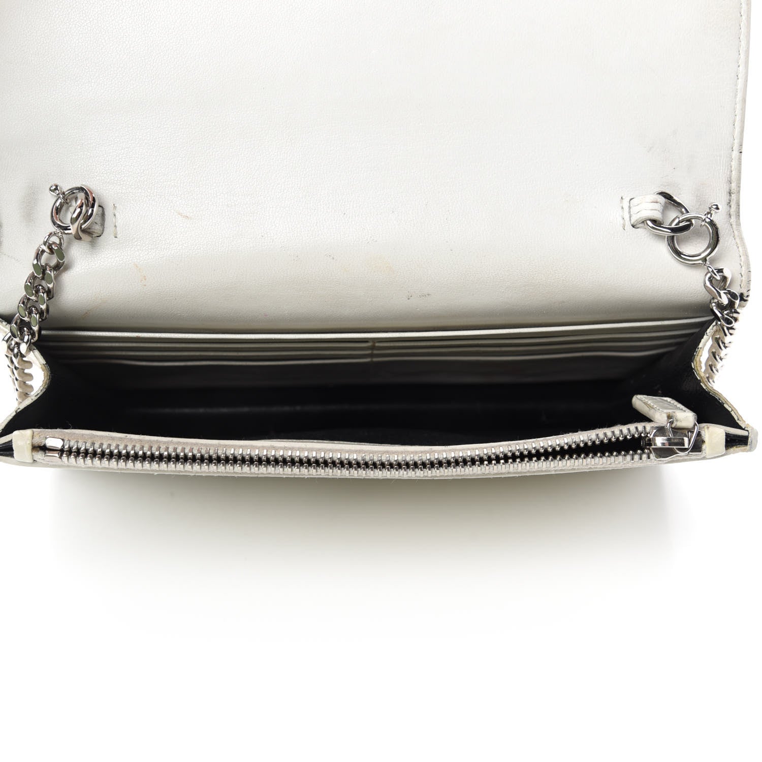 Saint Laurent Calfskin Crocodile Embossed Kate Monogram Tassel Chain Wallet Cremasoft 5 of 16