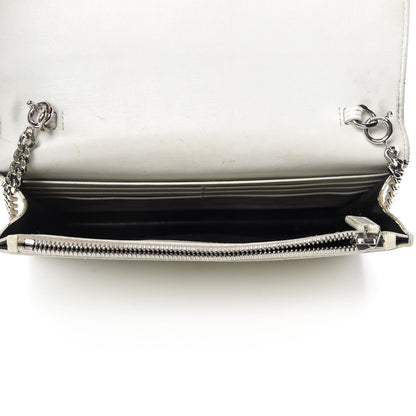 Saint Laurent Calfskin Crocodile Embossed Kate Monogram Tassel Chain Wallet Cremasoft 5 of 16