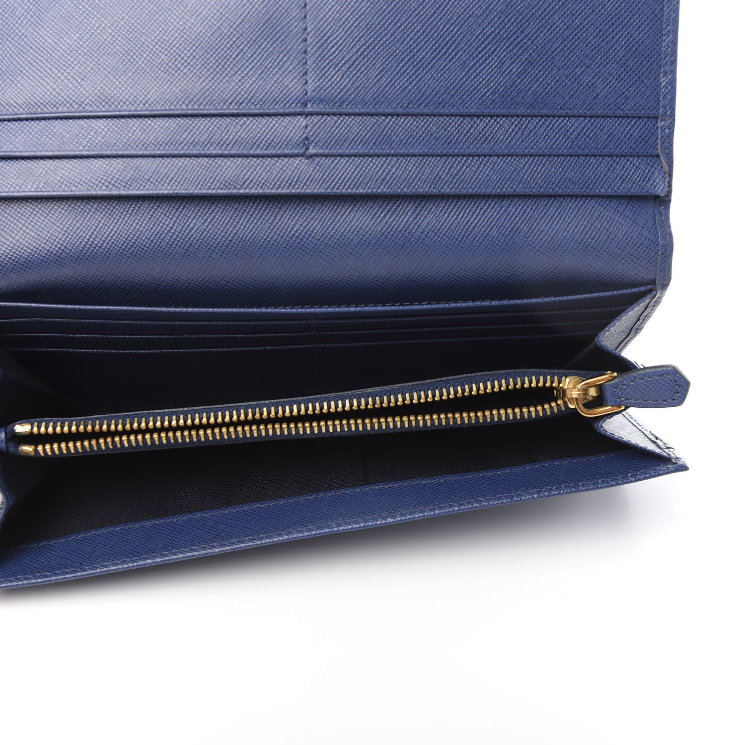 Prada Saffiano Triangle Continental Flap Wallet Bleuette 5 of 9