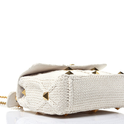 Valentino Garavani Knit Large Roman Stud Shoulder Bag Ecru 7 of 8