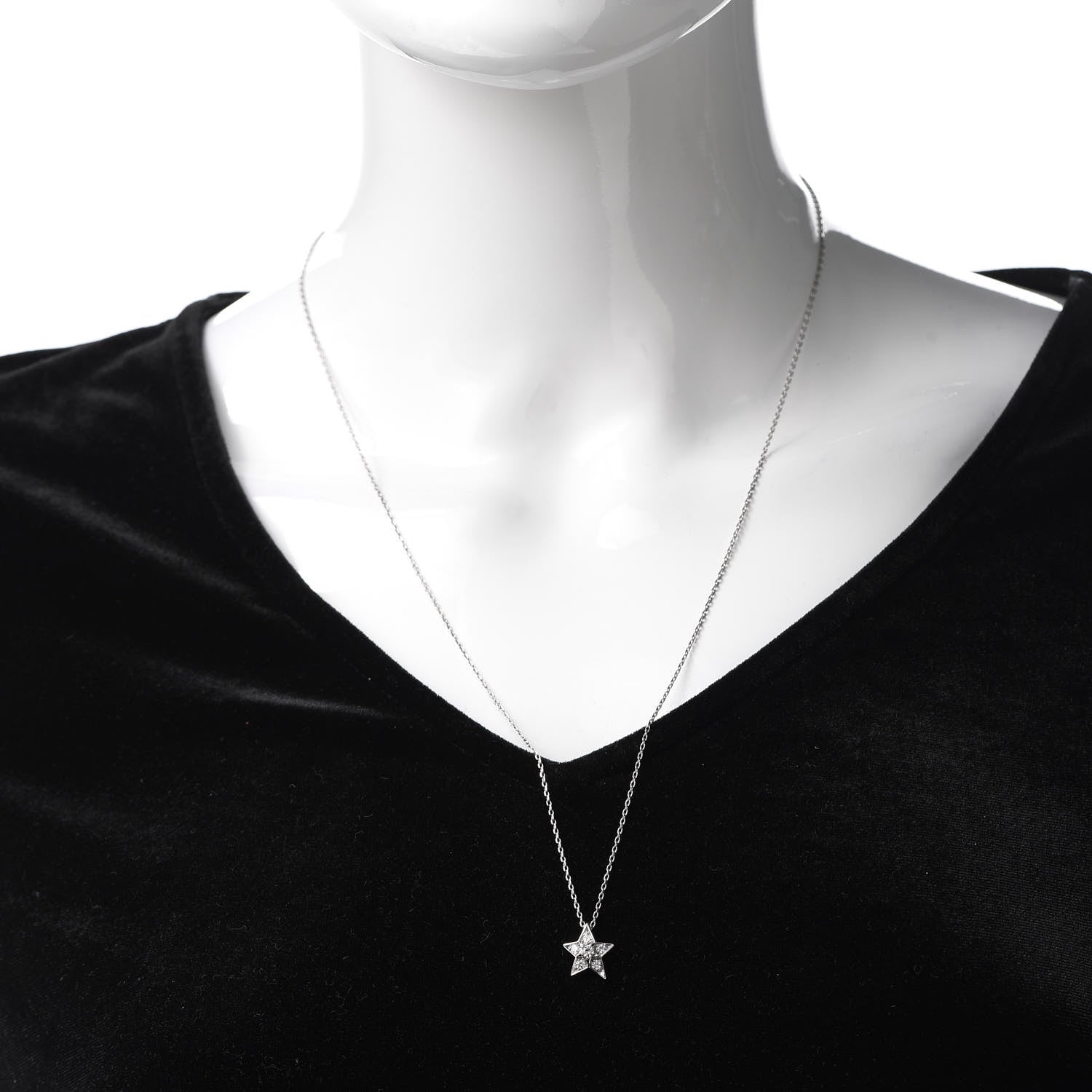 Chanel 18K White Gold Diamond Small Comete Geode Pendant Necklace 2 of 5