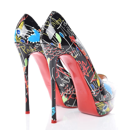 Christian Louboutin Patent Loubitag Fetish Peep 150 Pumps 40 Black Flamenco 4 of 9