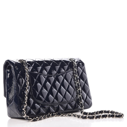 Chanel Patent Quilted Medium Double Flap Navy Blue 3 of 8