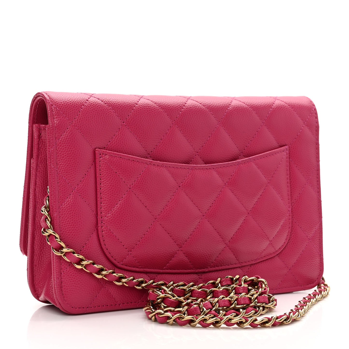 Caviar Quilted Wallet On Chain WOC Fuchsia
