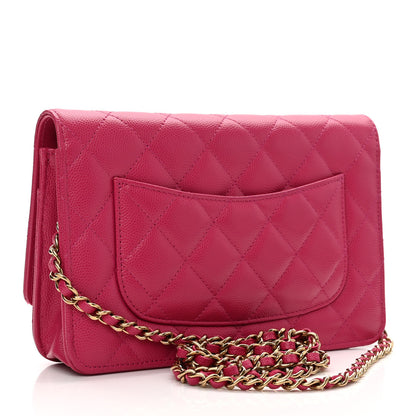 Chanel Caviar Quilted Wallet On Chain WOC Fuchsia 3 of 12