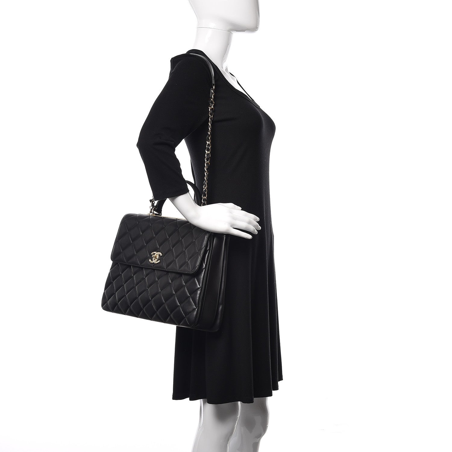 Chanel Lambskin Quilted Large Trendy CC Dual Handle Flap Bag Black 2 of 9