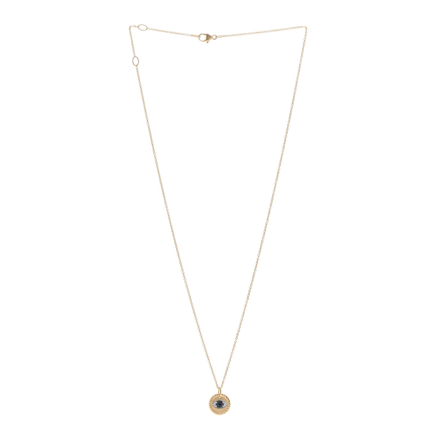 David Yurman 18K Yellow Gold Blue Sapphire Diamond Evil Eye Necklace 3 of 5
