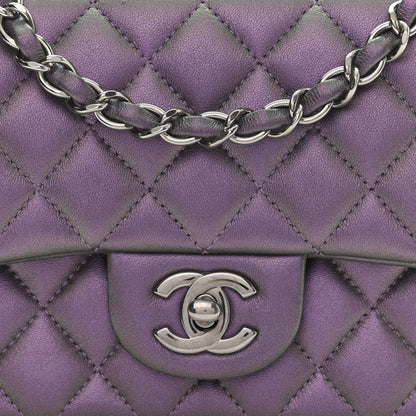Chanel Iridescent Lambskin Quilted Mini Square Flap Dark Purple 8 of 9